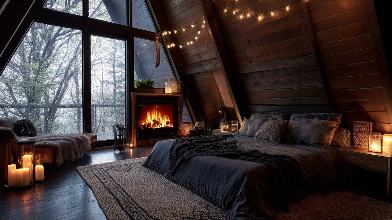 Cozy Fireplace & Gentle Rain 🌧️ Calm Night for Deep Sleep