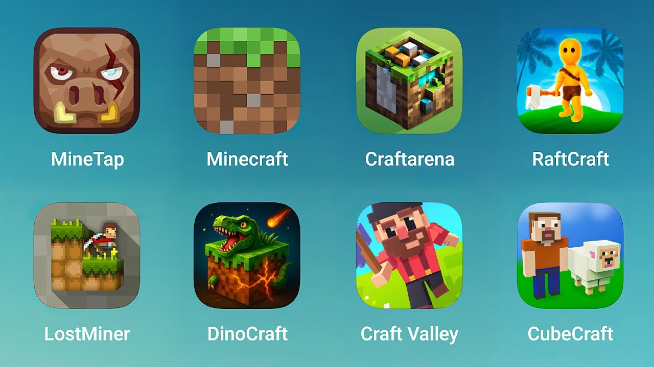 MineTap, Minecraft, Craftarena, RaftCraft, LostMiner, DinoCraft, Craft Valley, CubeCraft