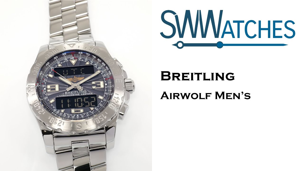 Breitling Airwolf A78363 Men's 44mm Grey Dial Chronograph Box & Papers Alarm