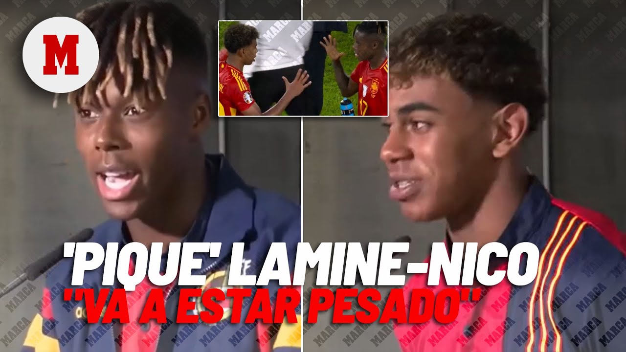 Lamine Yamal y Nico Williams se 'pican' en zona mixta: 