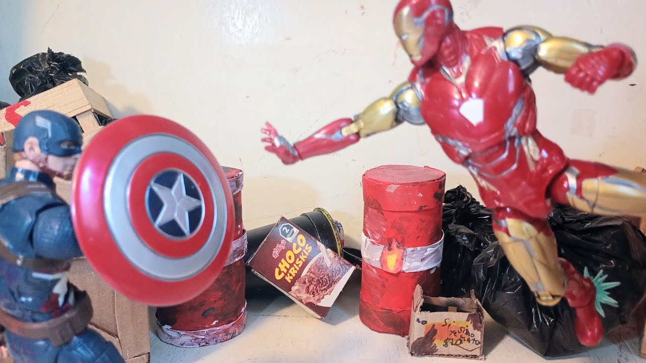 Stop motion capitán América versus iron man