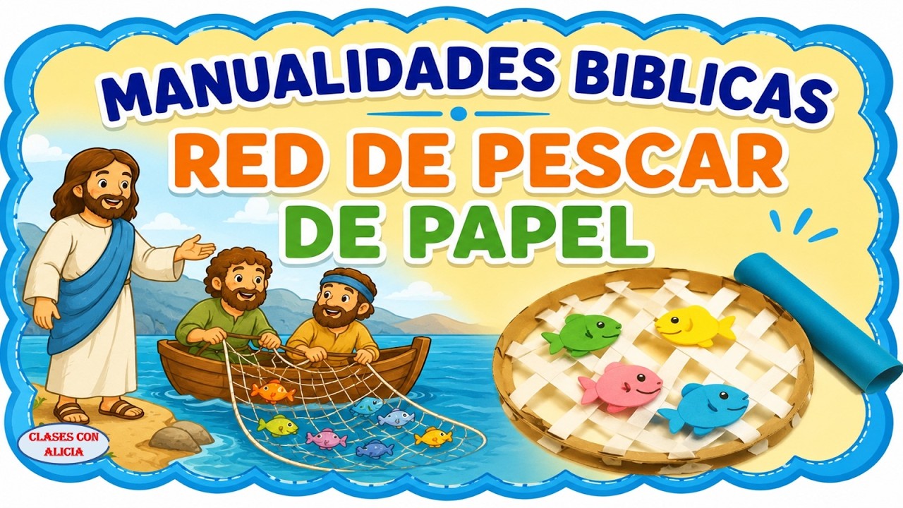 MANUALIDAD BIBLICA- RED DE  PESCAR DE PAPEL- MINISTERIO INFANTIL