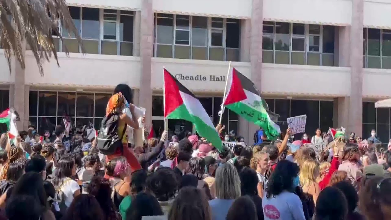 Thousands walk out at UC Santa Barbara in protest of the siege on Gaza