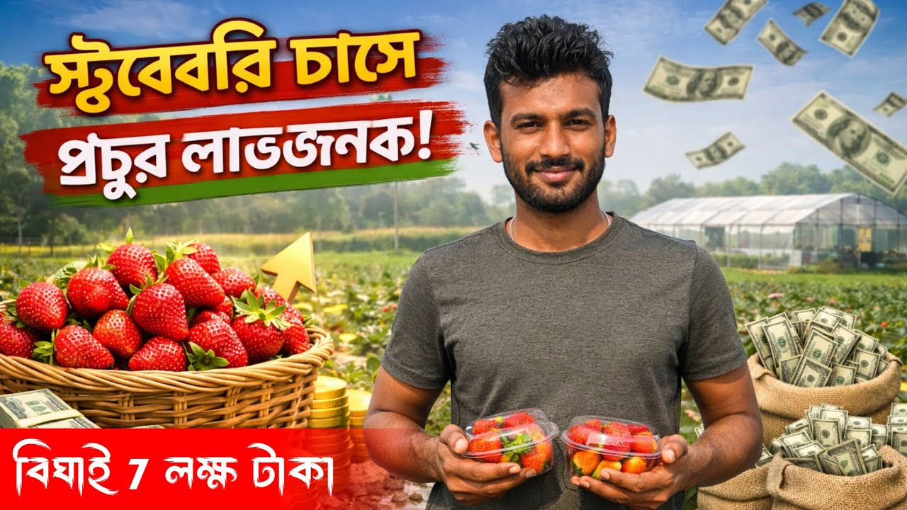 ৭ লক্ষ আয় প্রতি বিঘা স্ট্রবেরি চাষে 🍓  শীতকালে স্ট্রবেরি লাভজনক চাষ ! Strawberry farming .