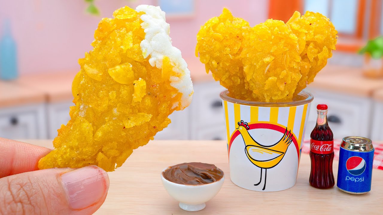 Miniature Fried Chicken Ice Cream Making with Mini Yummy - ASMR Cooking Video