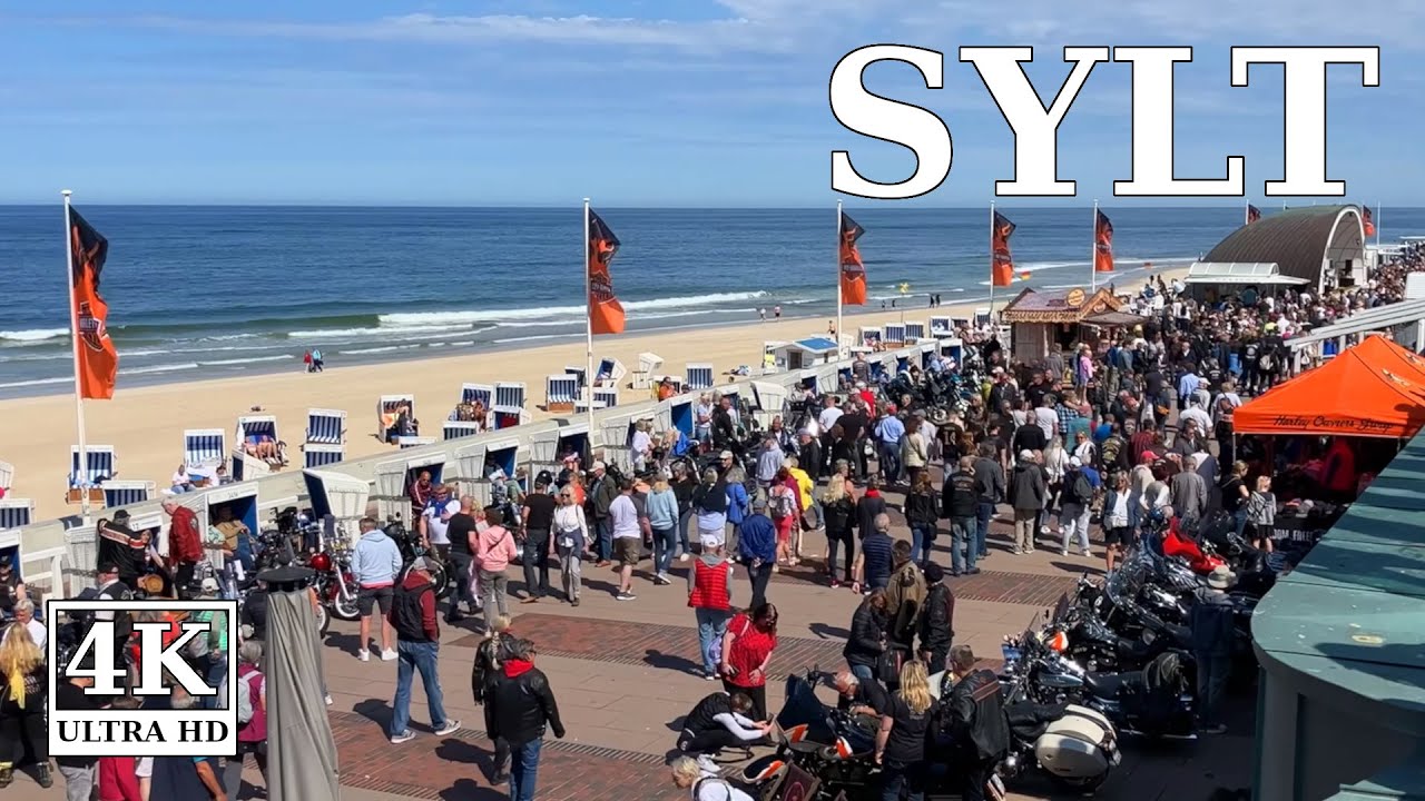 Sylt - Harley Davidson Summertime Party 2023 in Westerland 🇩🇪 4K walk Deutschland