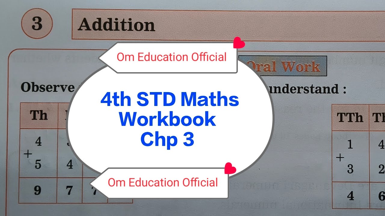 4th STD Maths Workbook Chp 3 Addition @Om Education Official