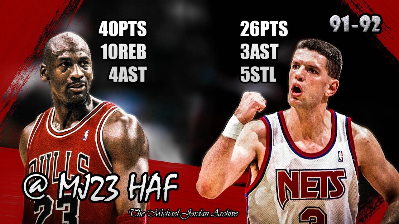 Michael Jordan vs Dražen Petrović Highlights Bulls vs Nets (1992.03.17) - 66pts combined!
