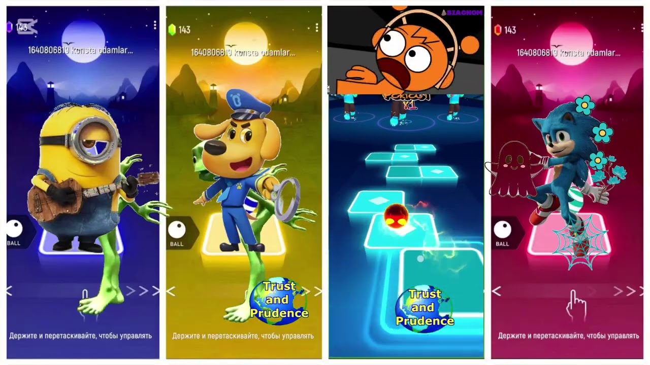 Tiles hop✨️ Minion 🆚️Sheriff labrador 🆚️Sprunki 🆚️Sonik 💯dance 💃