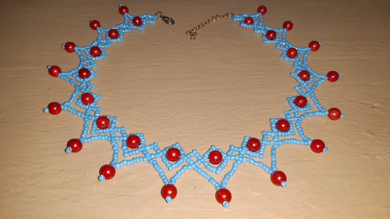 DIY Beaded Lace Necklace with Pearls and Seed beads. How to Make Beaded Jewelry. Beading Tutorial