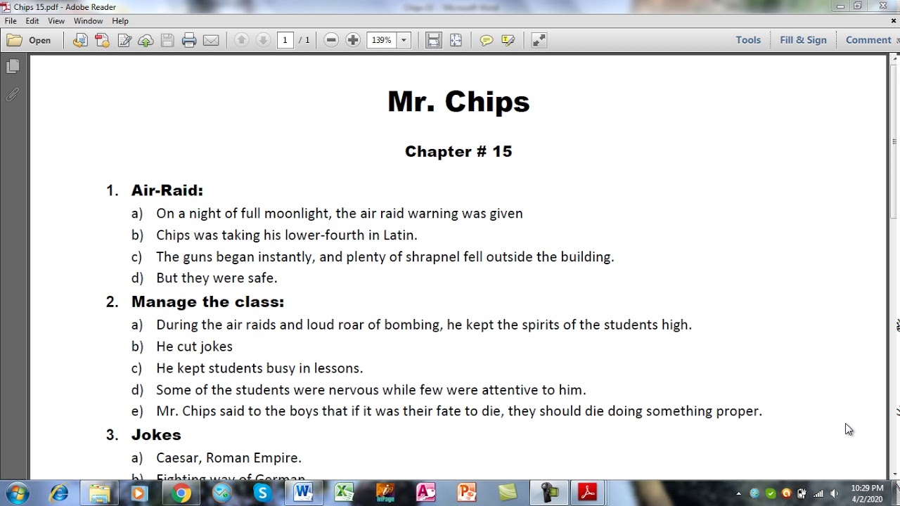 English | 2nd Year | Mr.  Chips | Ch#15