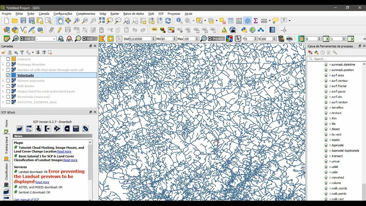 Delimitação de Bacias Hidrográficas e extração de drenagem com o QGis