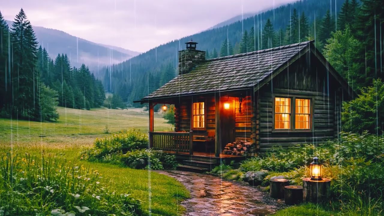 Evening rain sounds for relaxation, focus, or deep sleep | Natural white noise | 3-hour video