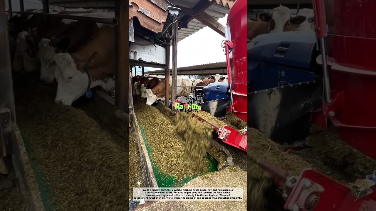 Amazing, Insane Cow Feeding Machine! Fully Automated Silage Mixing Process 🤯🐄