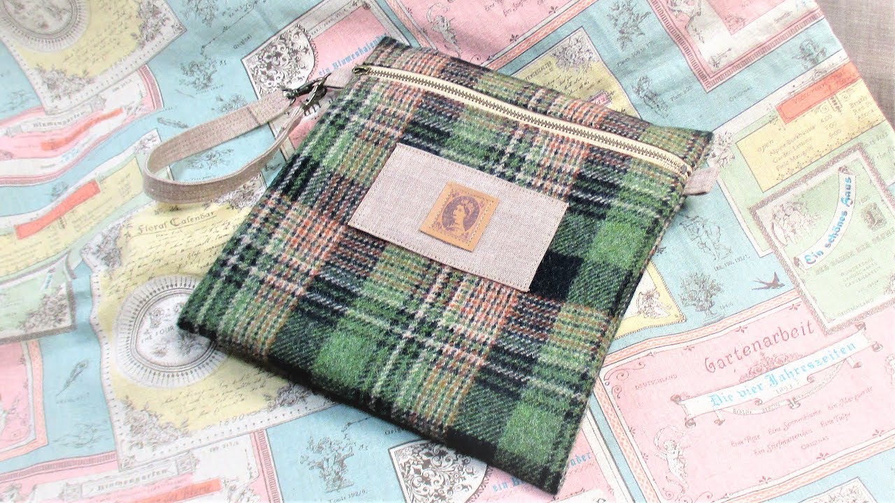 ファスナーポーチの作り方　裏地付き　フラットポーチ　How to make Flat Zipper Pouch.