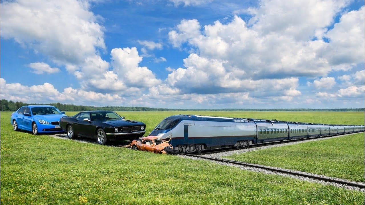 Train vs Cars – Can Cars Stop a High-Speed Train? 😱
