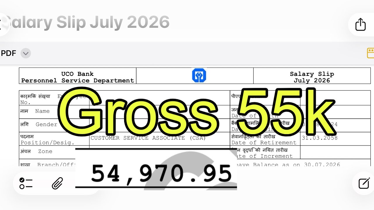 IBPS CLERK SALARY SLIP AFTER 1 Year 11 Months🔥55 THOUSAND