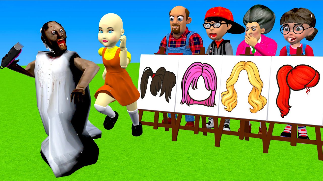 Scary Teacher 3D vs Squid Game Draw Hair Squid Girl Beautiful or Error Challenge 5 Times Challenge