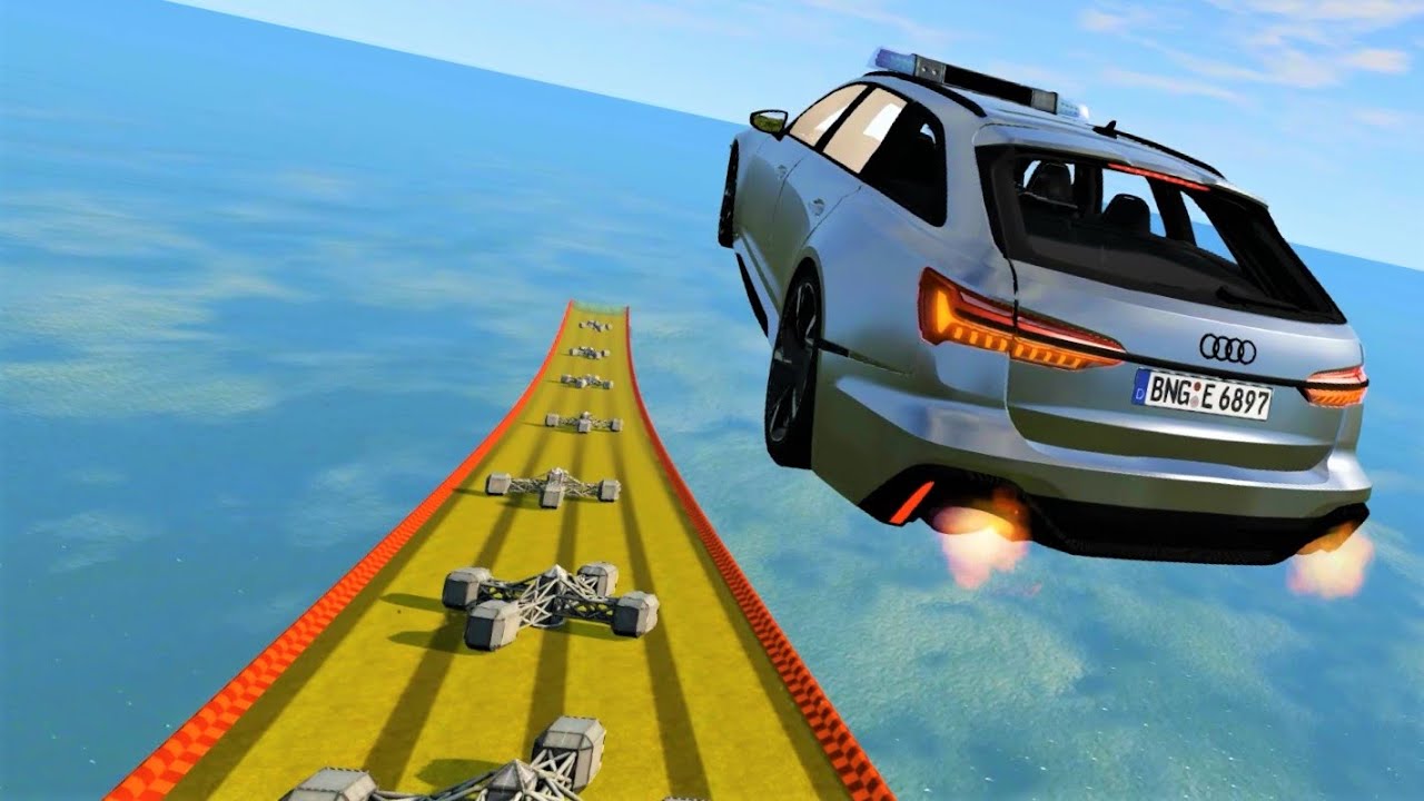 QUEL VÉHICULE VA DEPASSER LES OBSTACLES ET SAUTER LE PLUS LOIN BEAMNG DRIVE YOUTUBE JEU DE VOITURE