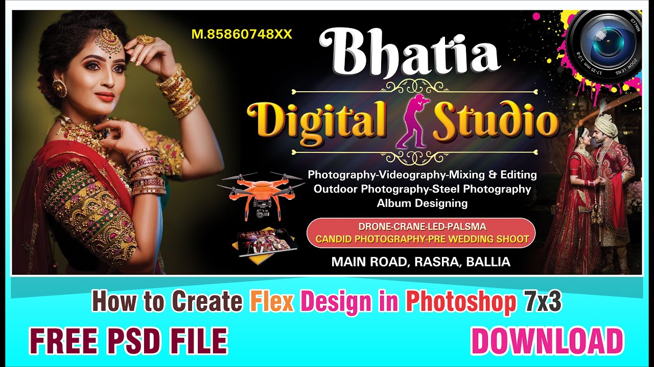 Digital Photo Studio Board Design || Adobephotoshop || flex banner design || Studio Shop Banner