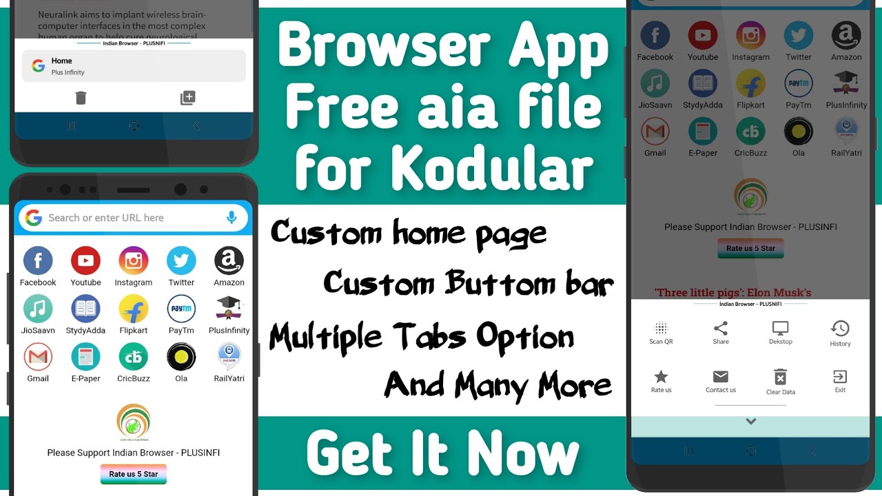 Browser application Free aia file for Kodular || With all advansed features || Tech Developer