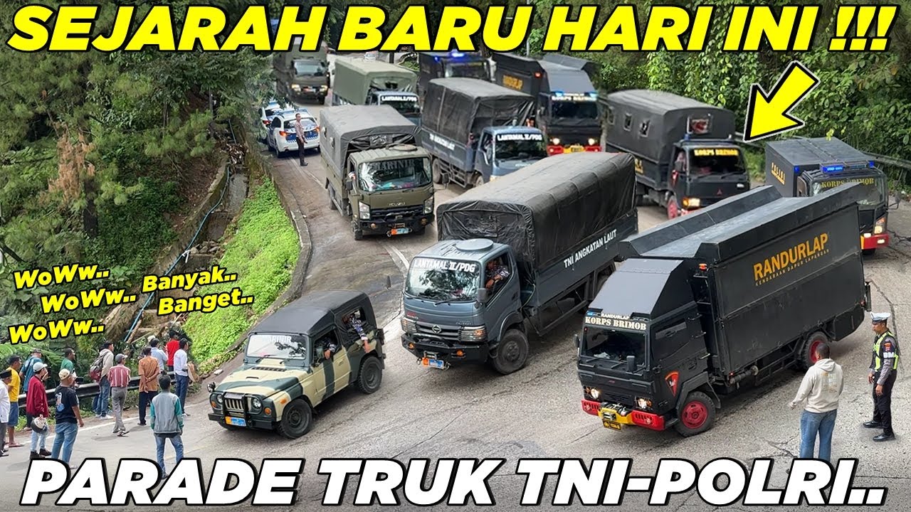 WOW !!! SEJARAH BARU HARI INI., Konvoi Terbanyak Truk TNI-POLRI Melintas Lewat di Sitinjau Lauik