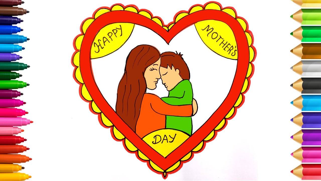 Mothers Day Drawing | Mothers day Drawing Easy | Happy Mothers Day Poster | Mothers Day Poster