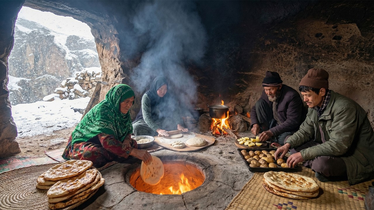 PRIMITIVE BAKERY: Using an Earth Tandoor to Survive Winter in an Ancient Cave Home