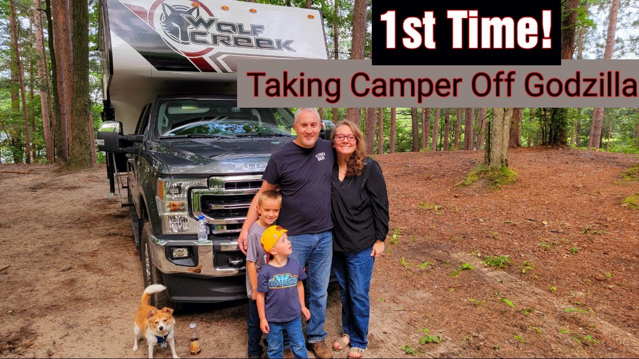 Taking Truck Camper Off Godzilla