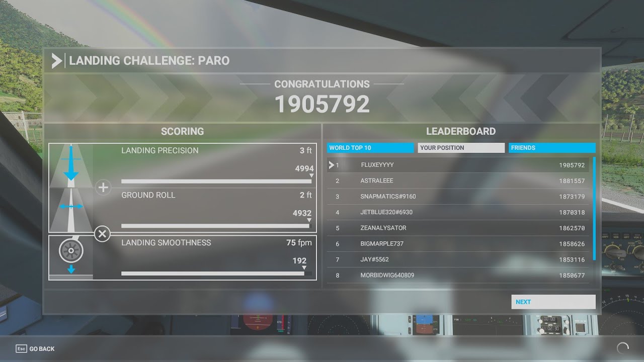 Microsoft Flight Simulator (2020) WORLD RECORD Landing Challenge. A320 Neo at Paro 1,900,000+ Points