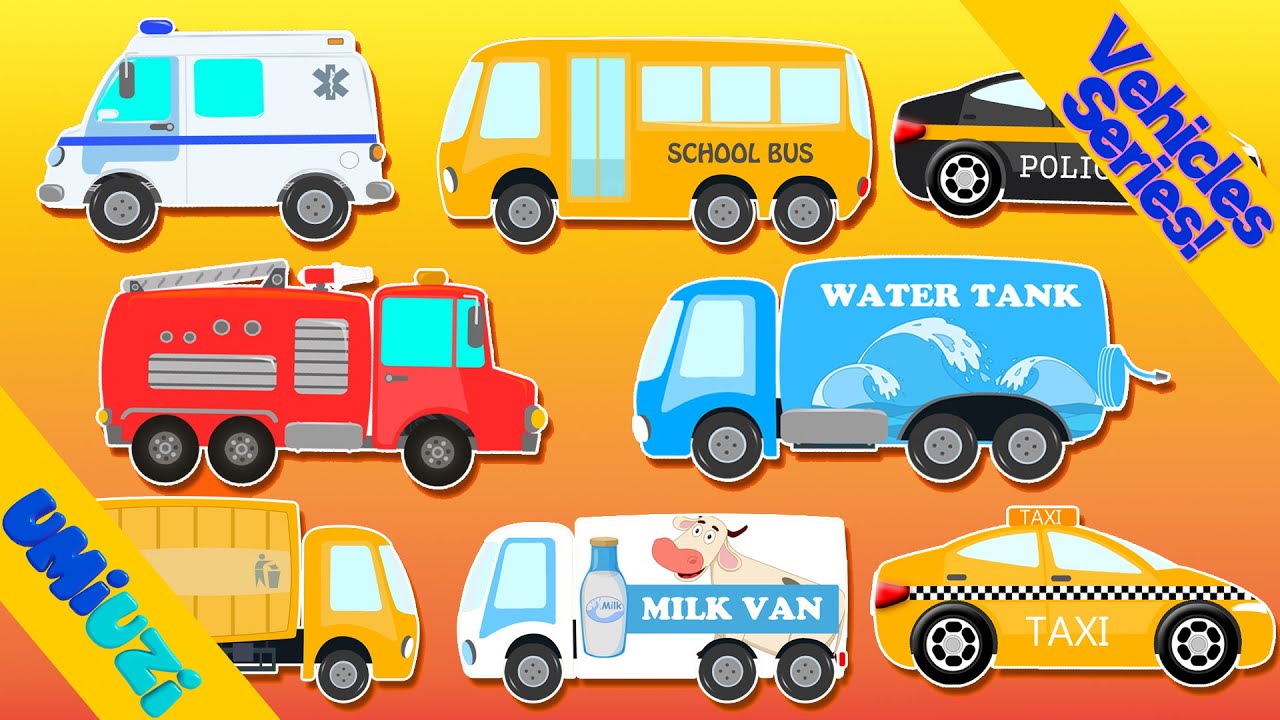 Street Vehicles | Cartoon City Cars for Kids | Umi Uzi Video