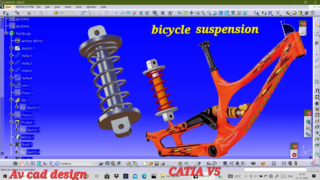 suspension | Helical spring catia v5 #bicycle suspension  bike suspension #Helical spring catiav5