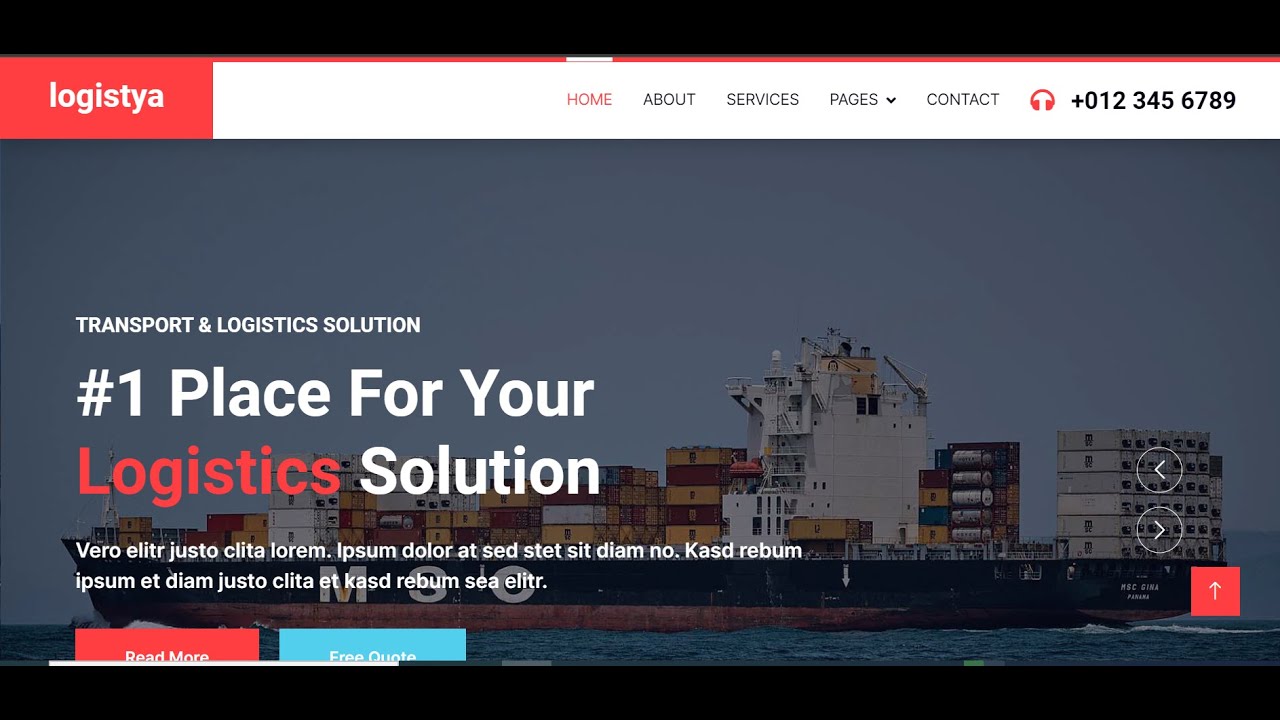 LOGISTICS WEBSITE DESIGN IN BOOTSRAP, HTML,CSS, JAVASCRIPT with free source code