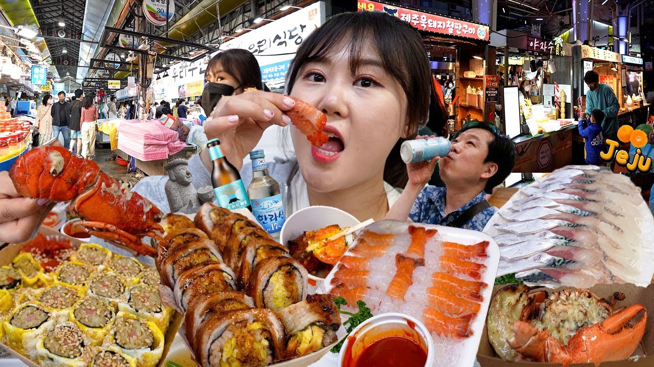 Ep.2🍊Mukbang VLOG l Фантастическая уличная еда ночного рынка Чеджу Донг Мун🌛 в Корее.
