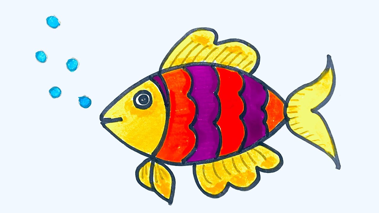How to draw fish 🐠 with colour pencil ✏️ 
