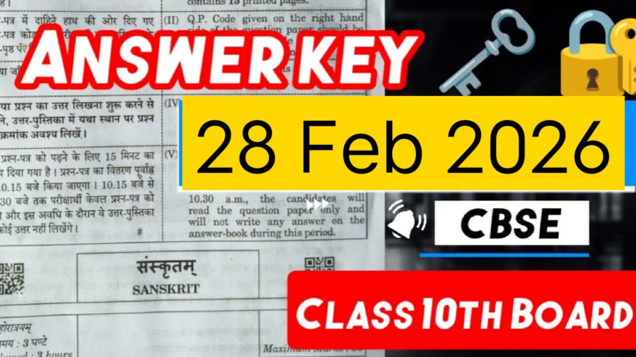 Sanskrit answer key 2026 class 10/ sanskrit paper solution 2026 / set 4 sanskrit / 28 feb 2026