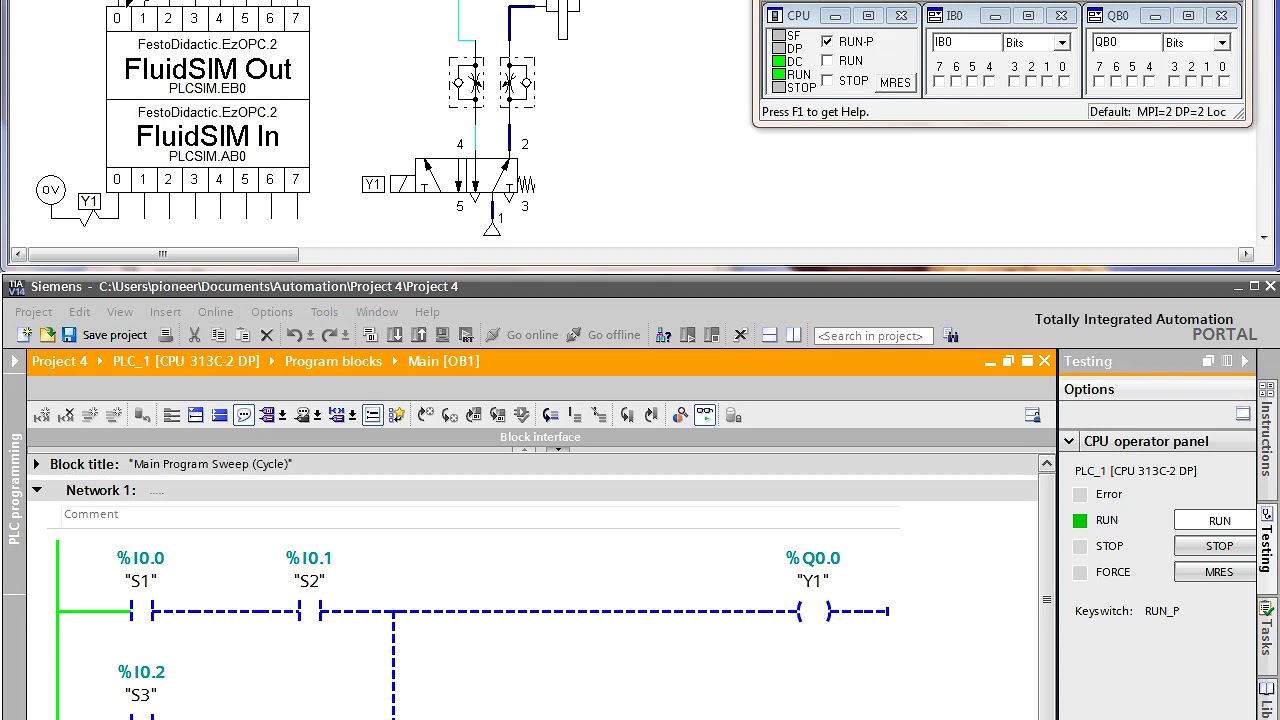 No. 4, #Mechatronics, #PressCircuit, #TIAportal #FluidSIM #PLCSIM #EzOPC, #LAD language, #Automation