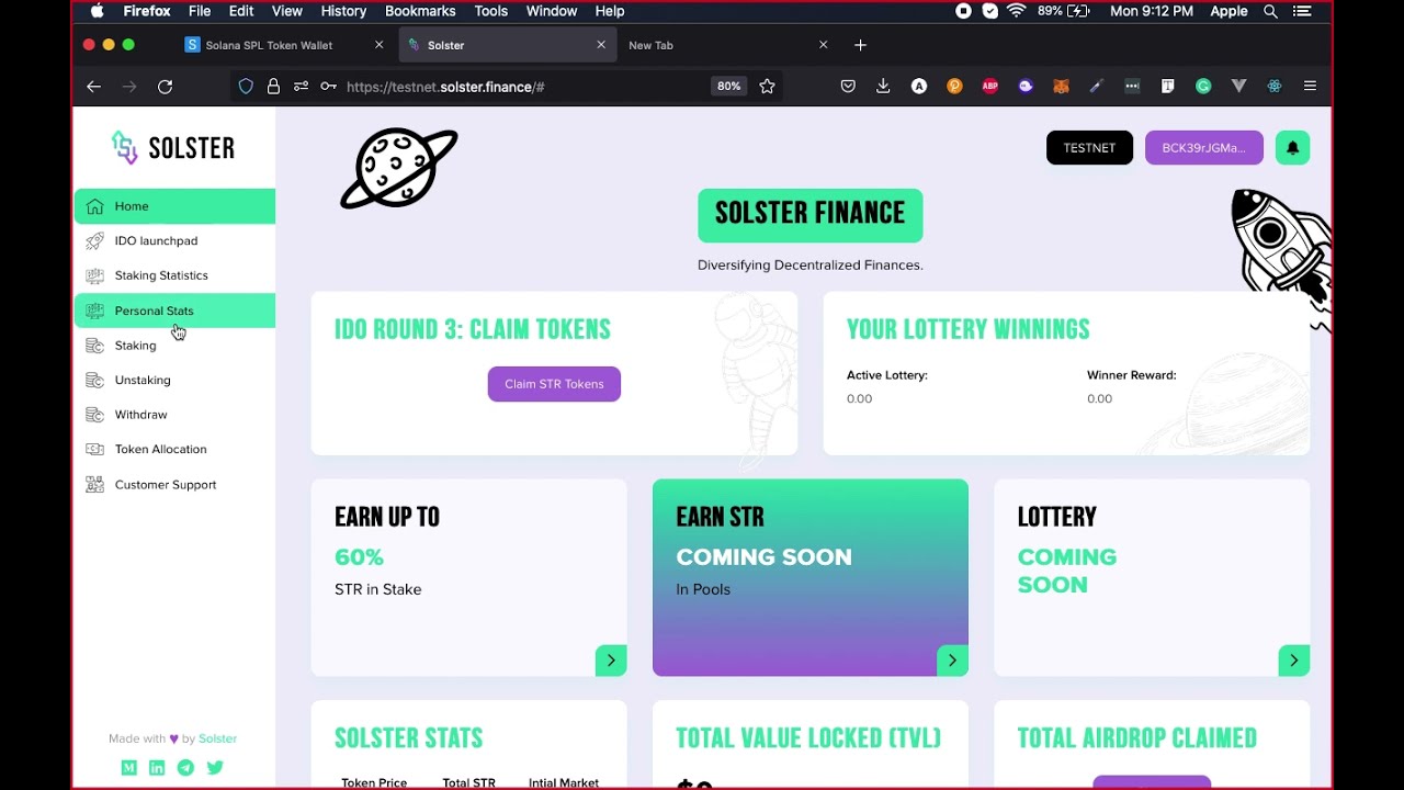 How to Stake TestSTR (TSTR)? -  Solster Staking Testnet