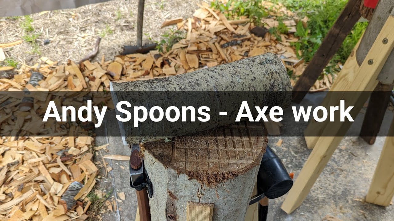 Carving a spoon blank with an axe