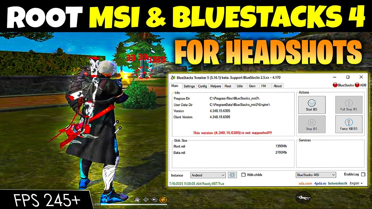 ROOT Bluestacks & Msi 4 + Change DPI (Full Guide) 🔧🔥 INCREASE FREE FIRE FPS + HEADSHOTS