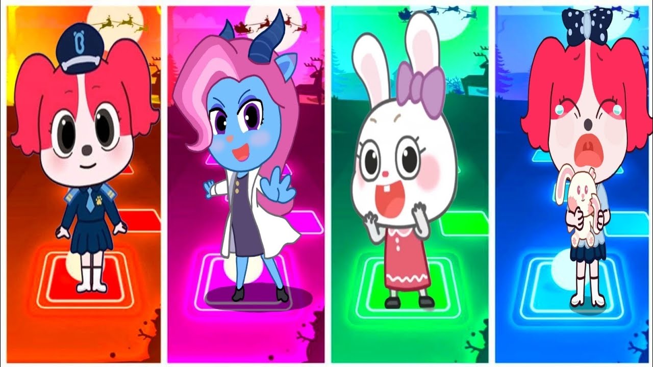 TILES HOP FUN 🎶 SHERIFF PAPILLON 🆚️  DR.ANTEL 🆚️ LITTLE ROBBIT 🆚️ SHERIFF PAPILLON...  🫶🫶🫶