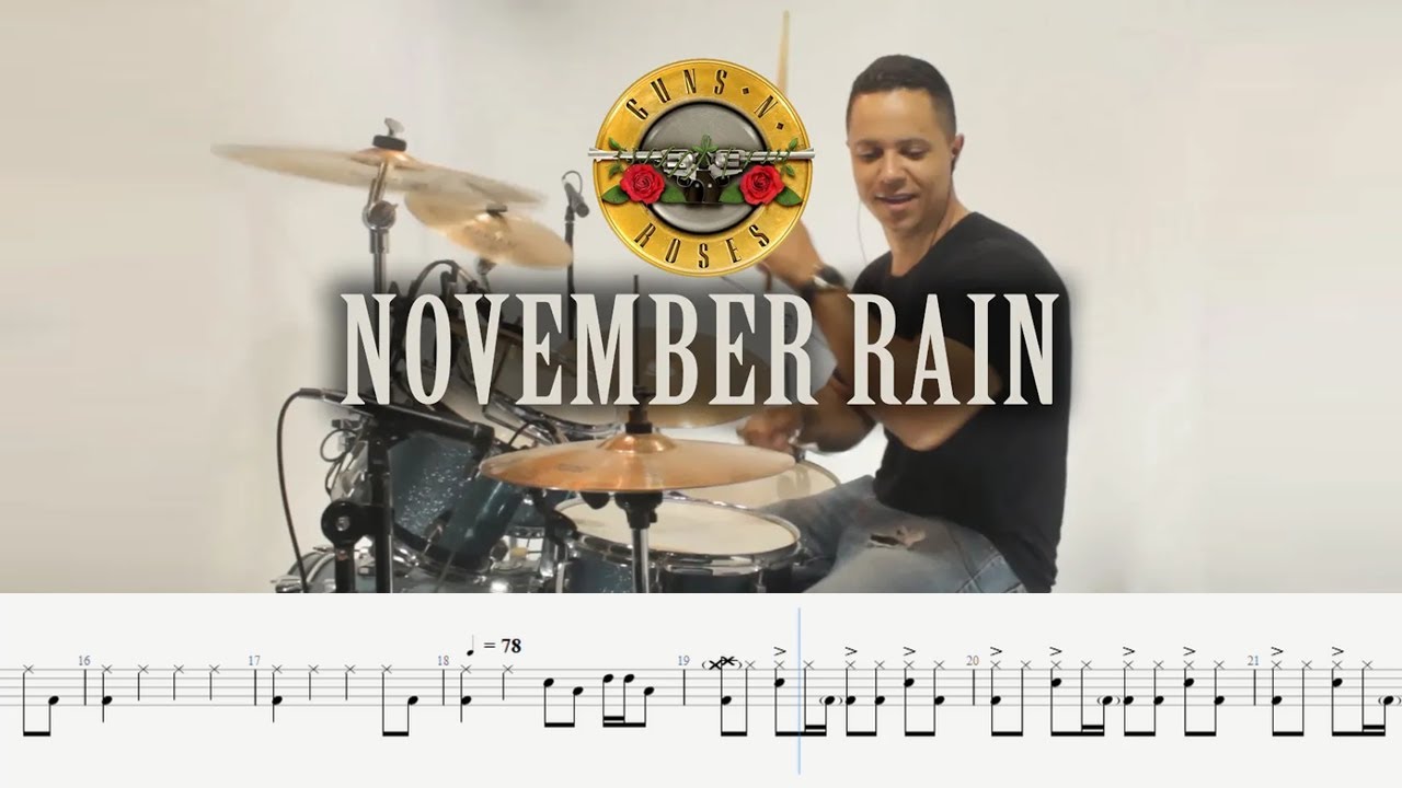 Guns N' Roses - November Rain na bateria | Drum cover com partitura musica - @partiturademusica
