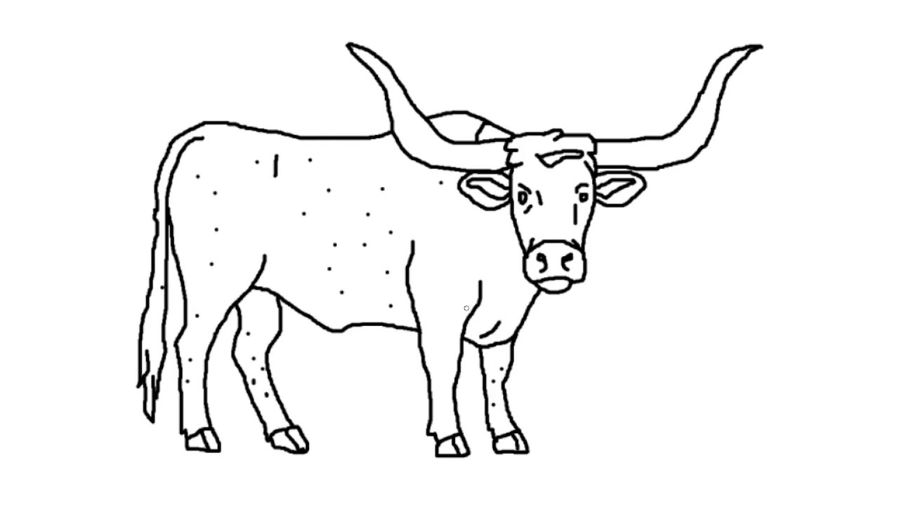 Long Horn Cow Easy Drawing - Nishant Pundir