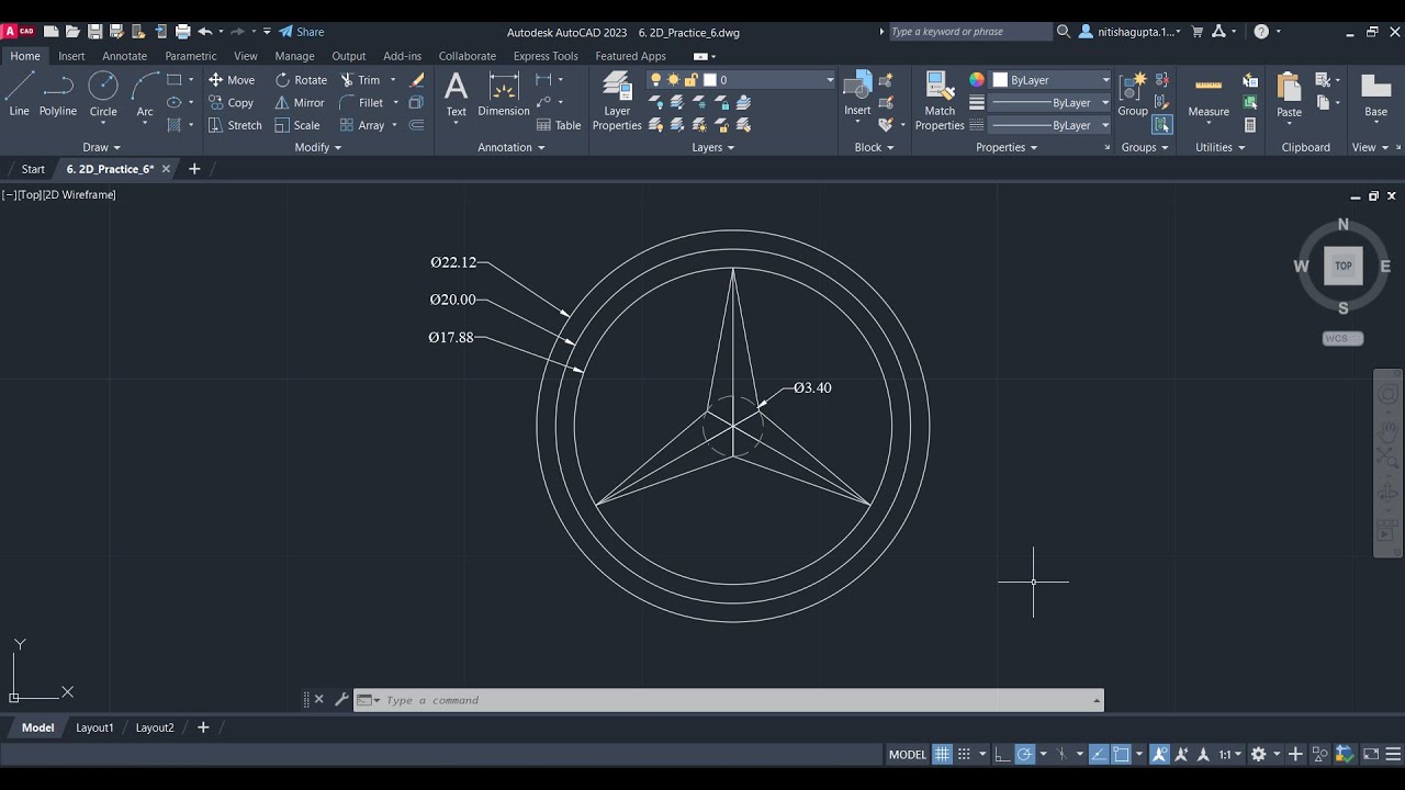 How to make Mercedes-Benz logo in AutoCAD?