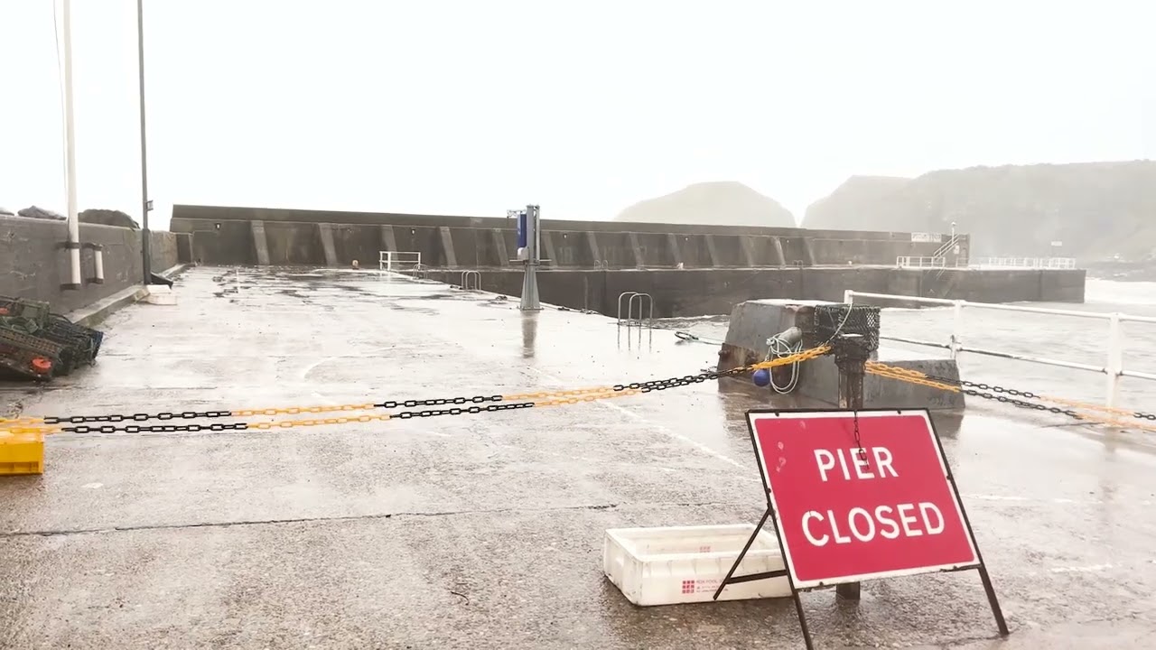 Huge waves crash over normally picturesque Stonehaven Harbour during Storm Babet