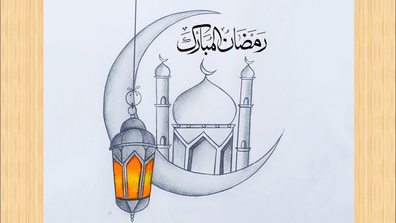 Mosque Drawing on the Moon || Drawings for Ramadan 2026 || Mosque Drawing Easy 