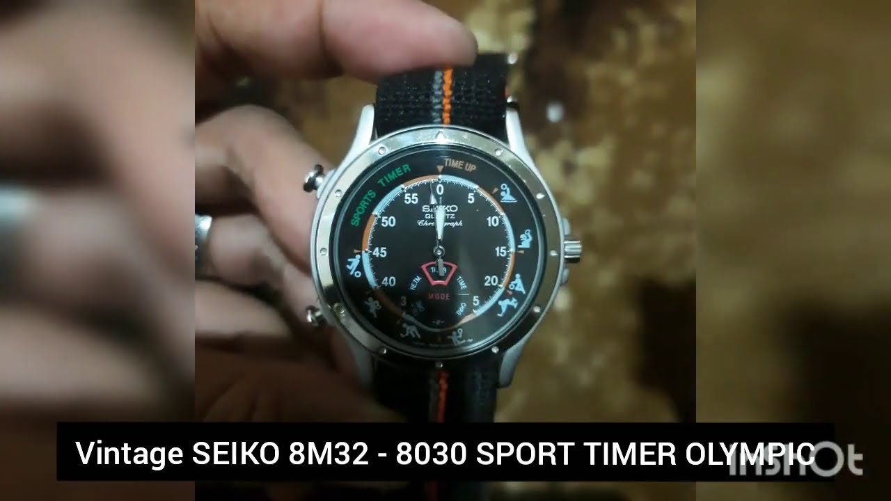 Vintage seiko quartz 8m32 - 8030 sport timer olympic dancing hands