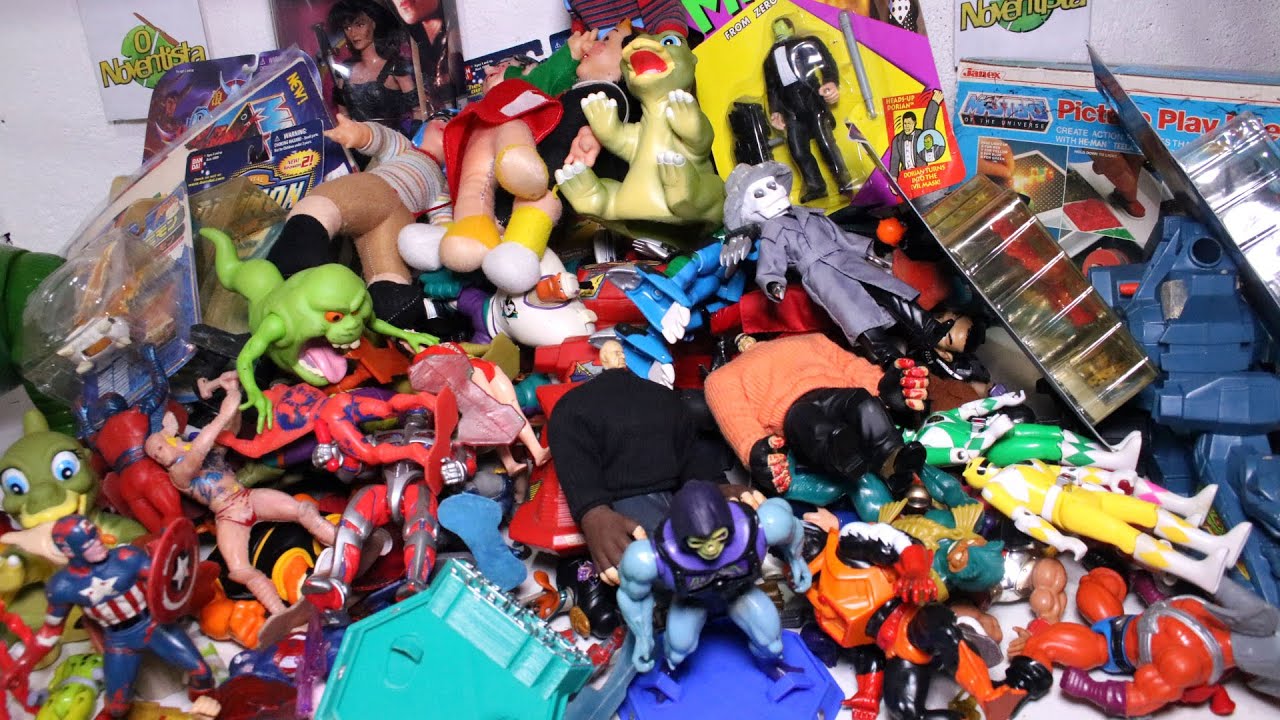 Unboxing gigante de bonecos antigos anos 60, 70, 80, 90, 2000: He-Man, Power Rangers, Marvel, Chaves