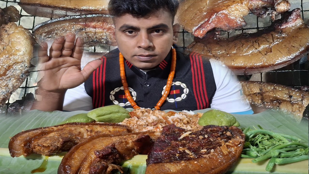 in the name of tuluni festival mukbang with delicious smoked pork curry with Axone chayote   