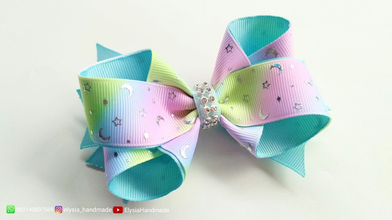 [laços de fita] Mini Bow With Grosgrain Printed Ribbon 🎀 DIY by Elysia Handmade